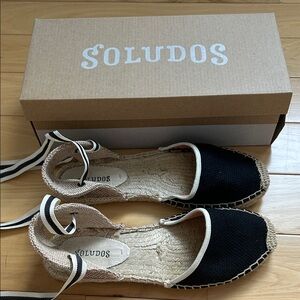 Soludos Black and White Espadrille Flats